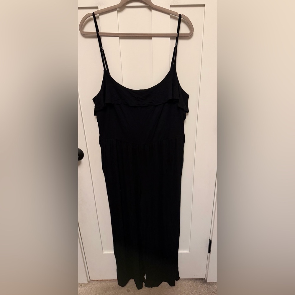 Loft Beach Sleeveless Jumpsuit Black Wide Leg Rayon Soft Stretch Plus Size 18